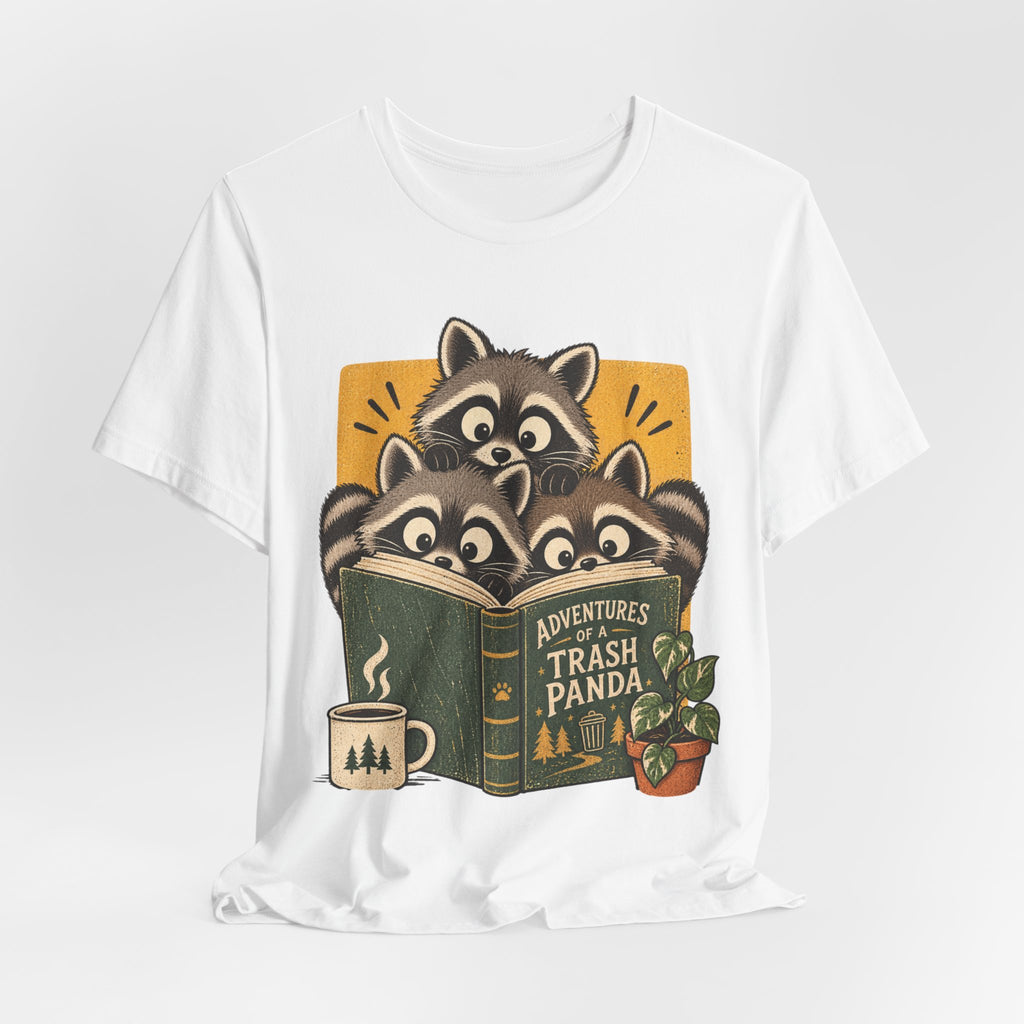 Adventures of a Trash Panda Tee in Heather True Royal - funny raccoon trash panda adventure shirt, Barely Outdoorsy