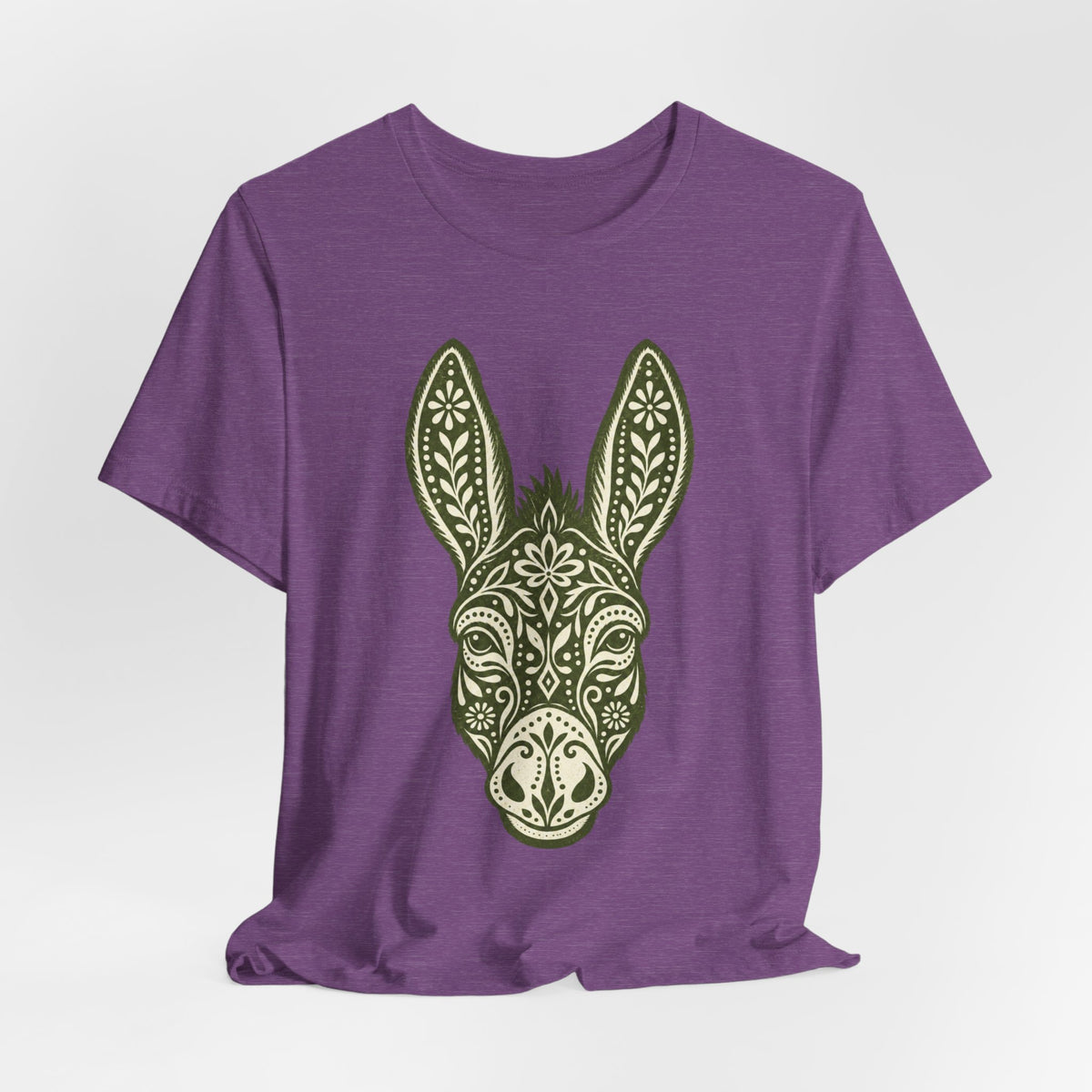 Ornamental Folk Art Donkey T-Shirt in Maize Yellow - funny folk art ornamental donkey wildlife graphic tee, Barely Outdoorsy