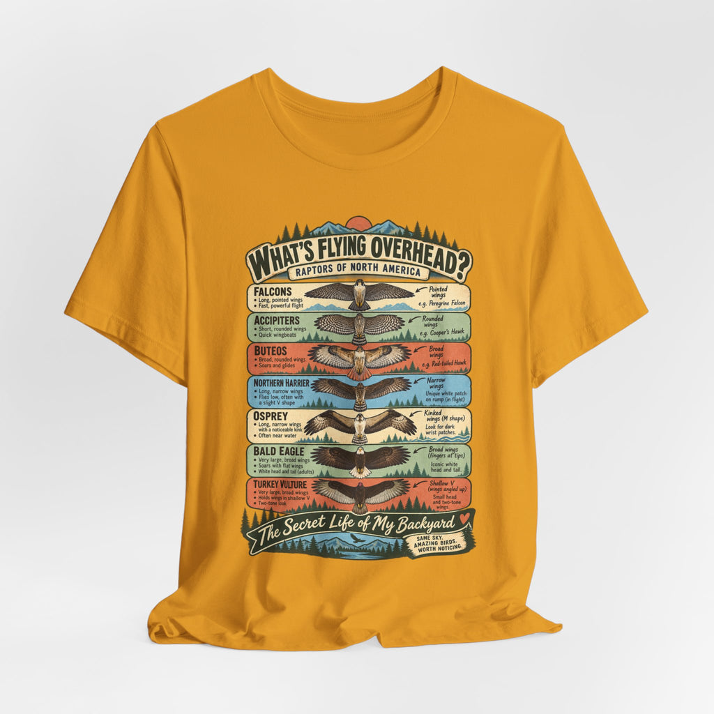 Raptors of North America Identification Tee in Heather Peach - vintage raptors field guide shirt, Barely Outdoorsy Bella Canvas 3001