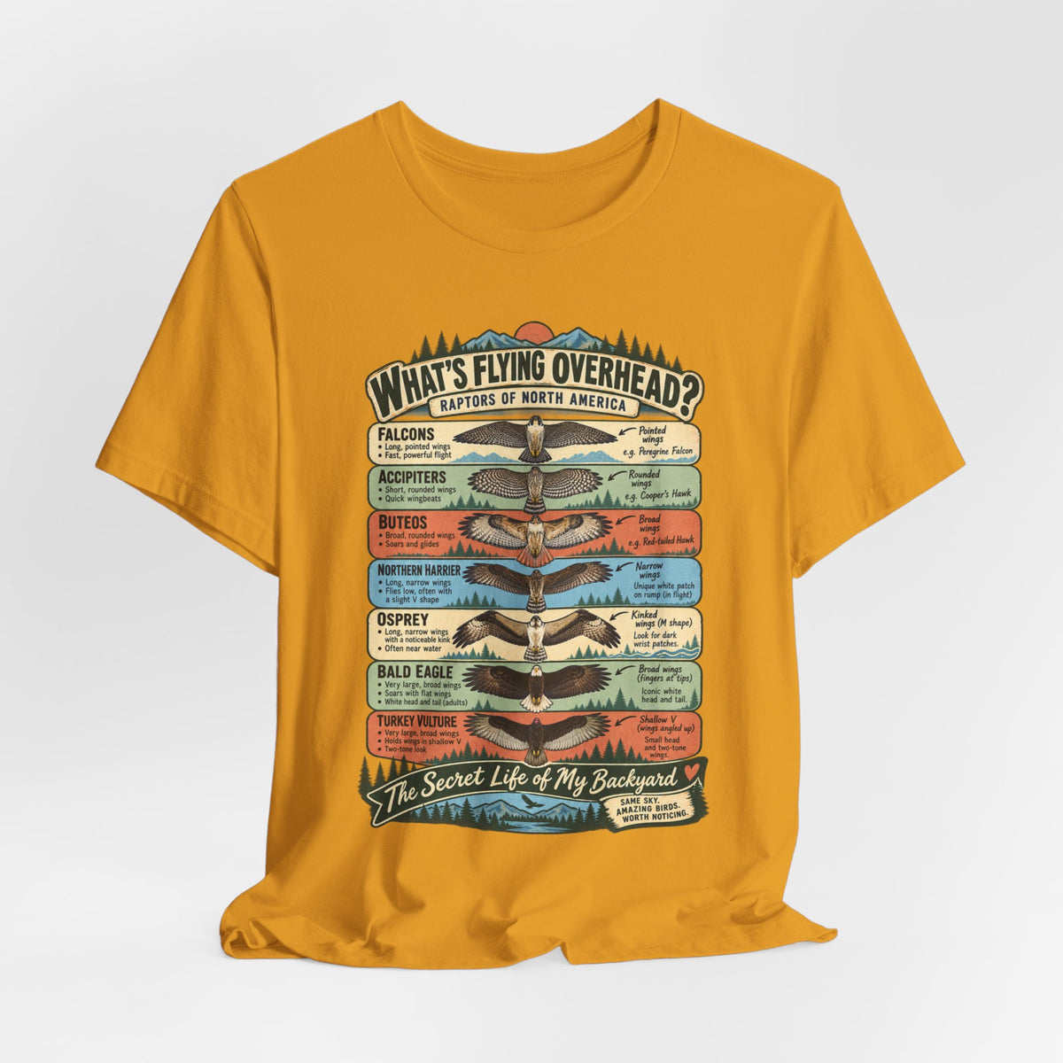 Raptors of North America Identification Tee in Heather Peach - vintage raptors field guide shirt, Barely Outdoorsy Bella Canvas 3001