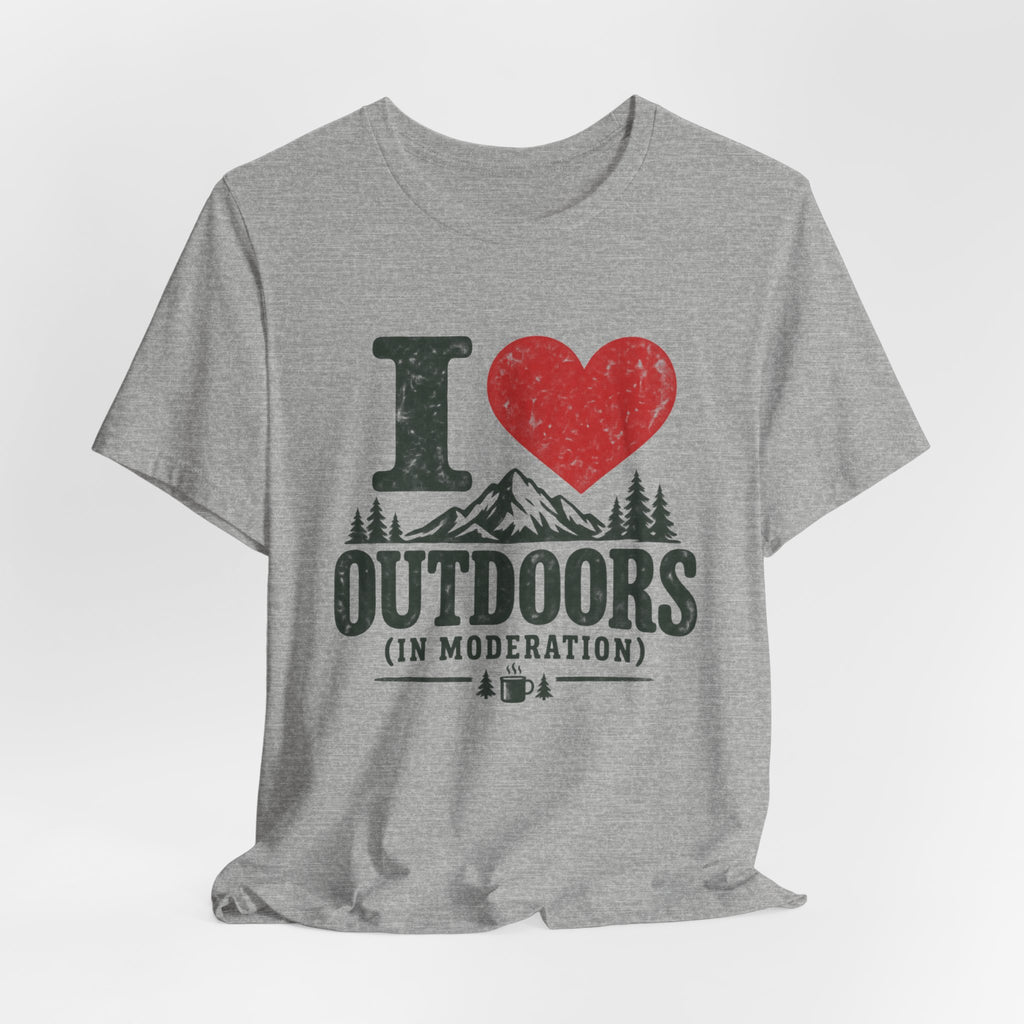 I Love Outdoors In Moderation Tee in Heather True Royal - funny outdoor moderation humor shirt, Barely Outdoorsy