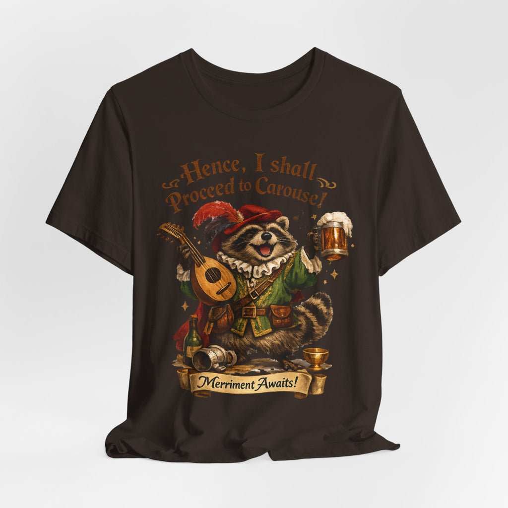 Raccoon Bard Tee in Heather Prism Lilac - funny raccoon bard fantasy RPG shirt, Barely Outdoorsy Bella Canvas