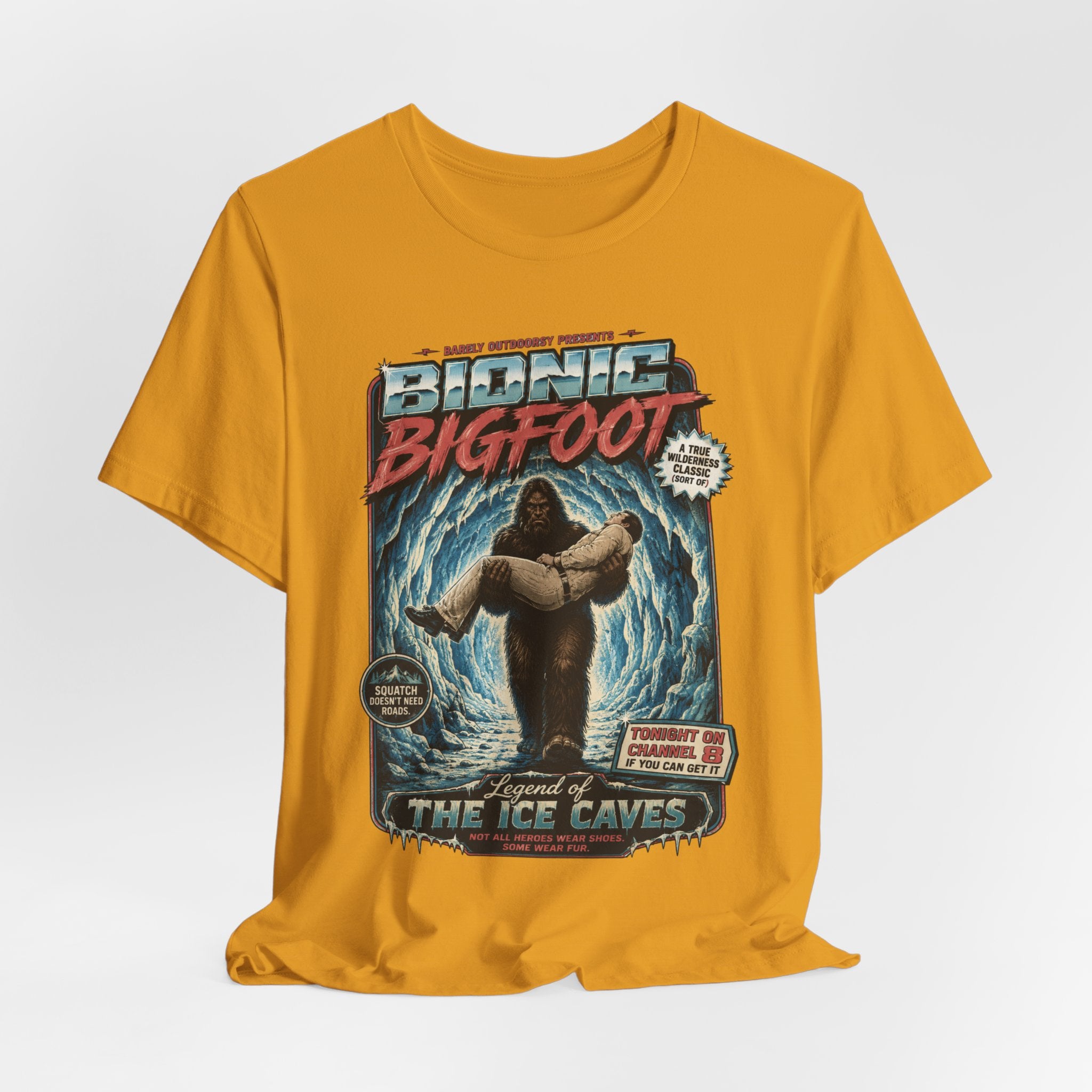 Bionic Bigfoot Legend of the Ice Caves Retro T-Shirt