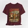 Shroom Service T-Shirt in Black Heather - retro cartoon mushroom camping graphic tee, Barely Outdoorsy
