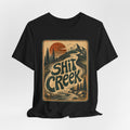 Shit Creek Retro Mountain Tee in Red - funny hiking shit creek shirt, Barely Outdoorsy Bella Canvas