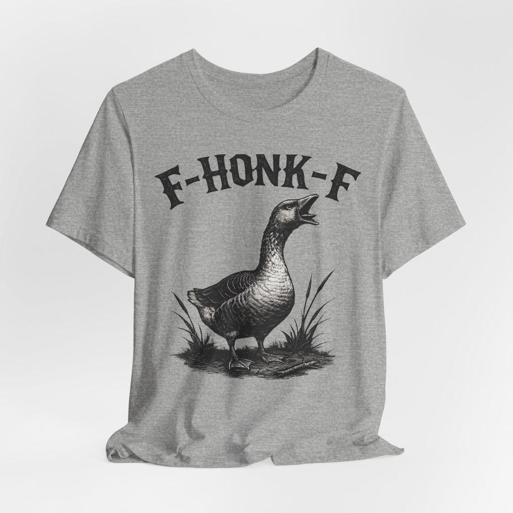 F-HONK-F Goose Tee in Mauve - funny goose gothic blackletter shirt, Barely Outdoorsy Bella Canvas