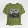 Black Lab UFO T-Shirt in Heather Purple - funny black lab UFO graphic tee, Barely Outdoorsy