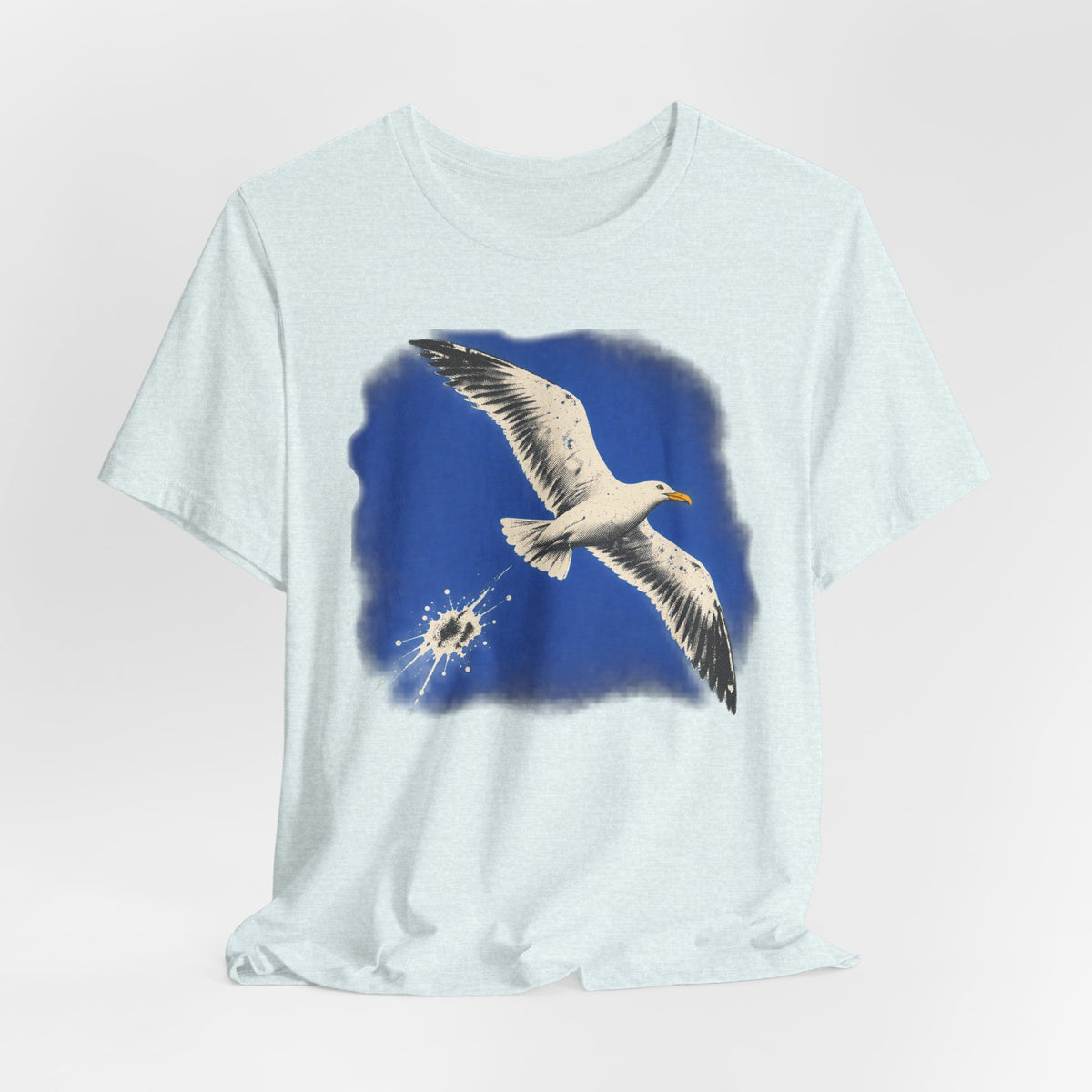 Seagull Direct Hit T-Shirt in Heather Cool Grey - funny coastal seagull direct hit bird humor graphic tee, Barely Outdoorsy