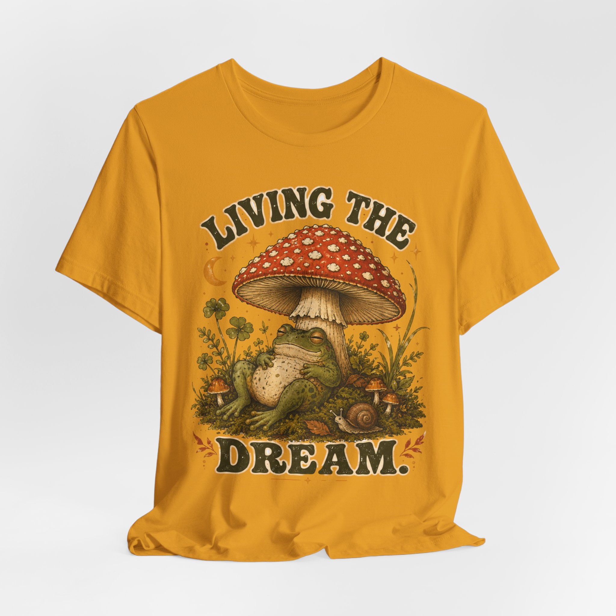 Living The Dream Frog Tee in Brown - lazy frog outdoor humor shirt, Barely Outdoorsy Bella Canvas 3001