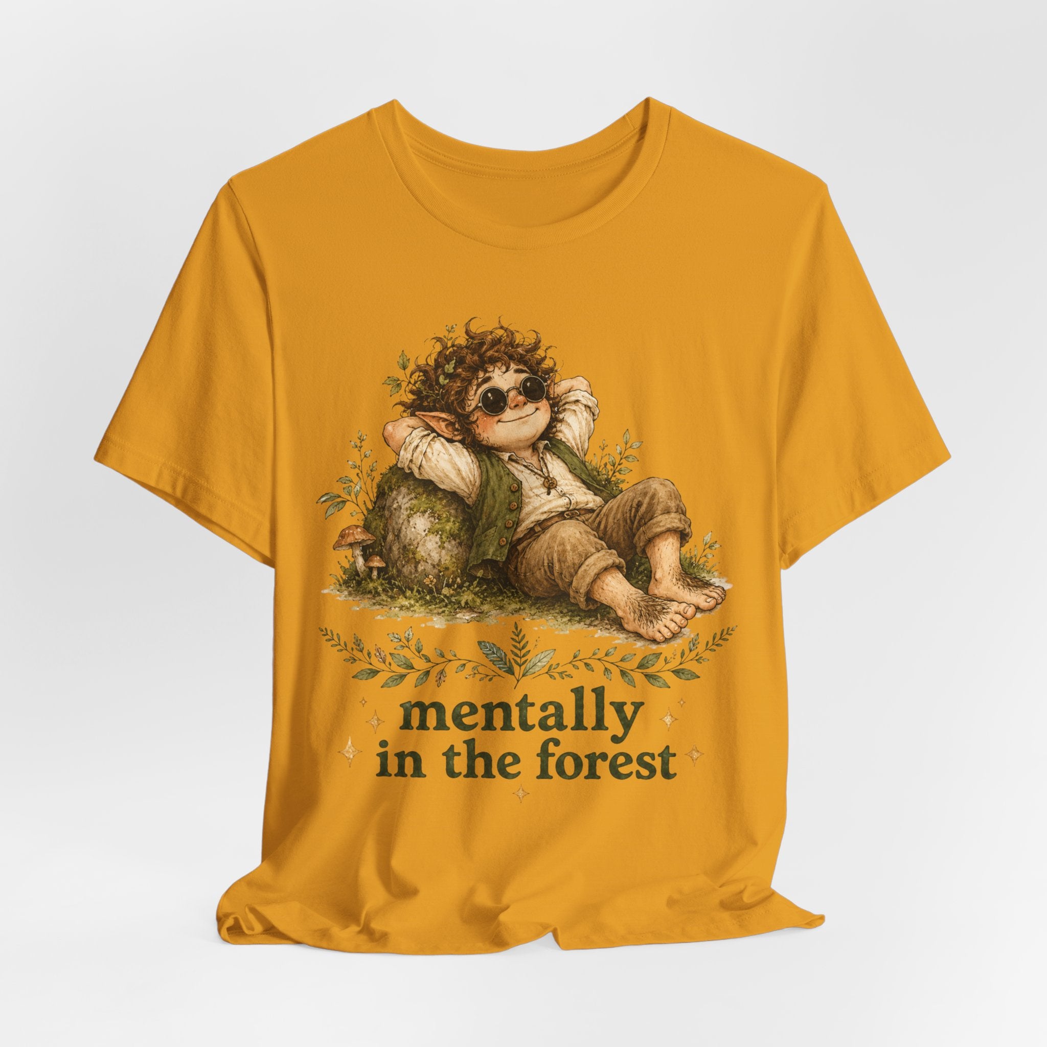 Mentally In The Forest T-Shirt in Heather Prism Ice Blue - forest folk botanical graphic tee, Barely Outdoorsy