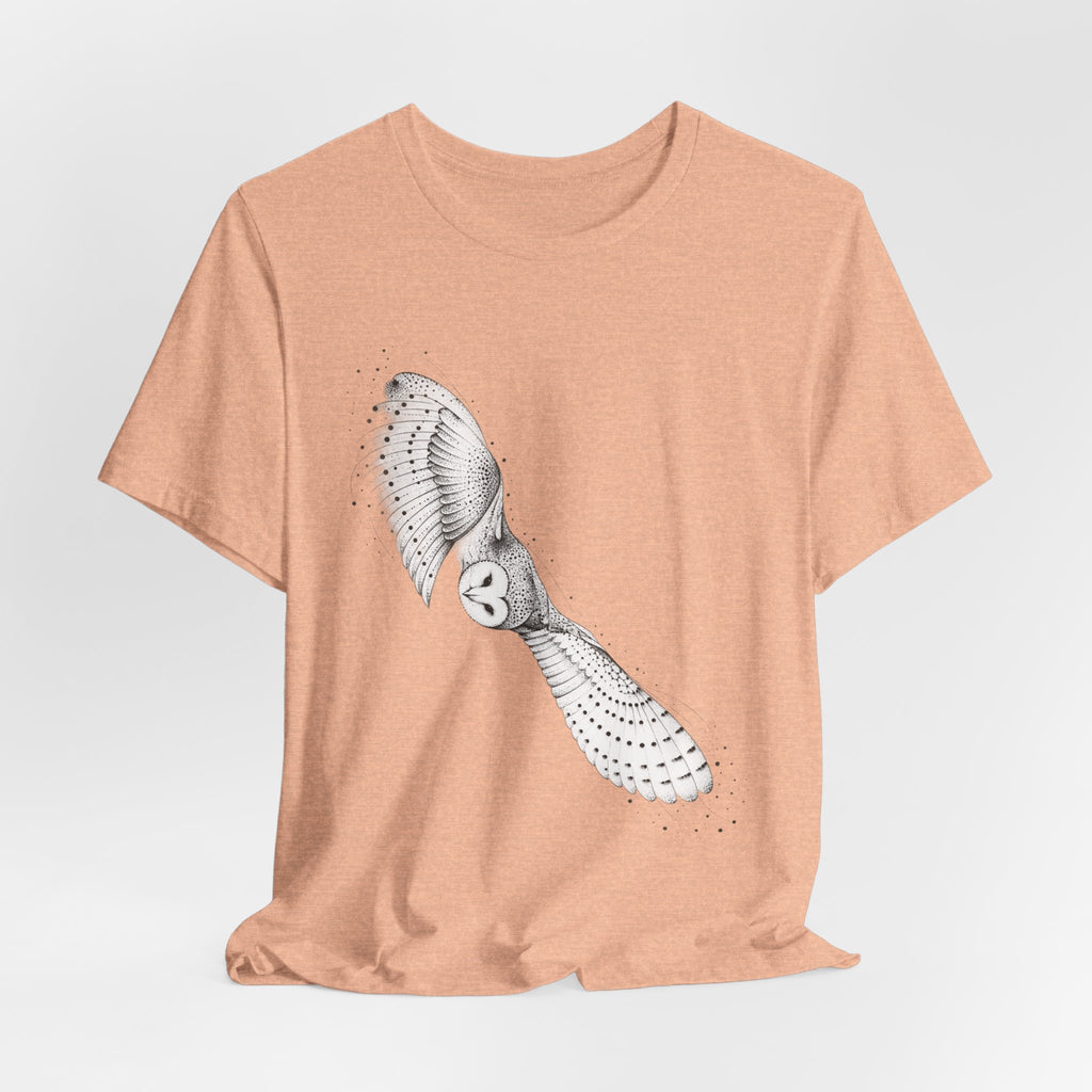 Barn Owl in Flight Tee in White - vintage barn owl in flight shirt, Barely Outdoorsy