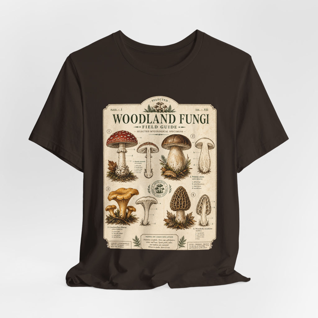 Woodland Fungi Field Guide T-Shirt in Mauve - vintage fungi illustration graphic tee, Barely Outdoorsy