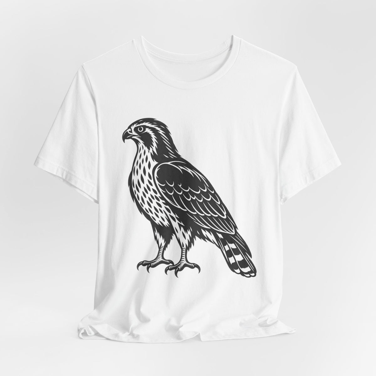 Hawk Woodcut T-Shirt in Heather Peach - vintage woodcut hawk graphic tee, Barely Outdoorsy Bella Canvas