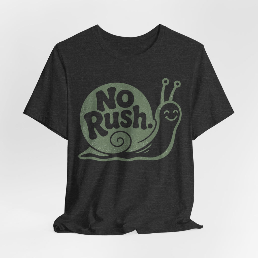 No Rush Snail Tee in Heather Peach - vintage snail cottagecore slow living shirt, Barely Outdoorsy Bella Canvas