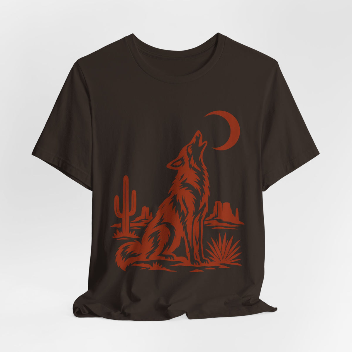 Coyote Moon Silhouette T-Shirt in Mauve - bold coyote moon graphic tee, Barely Outdoorsy