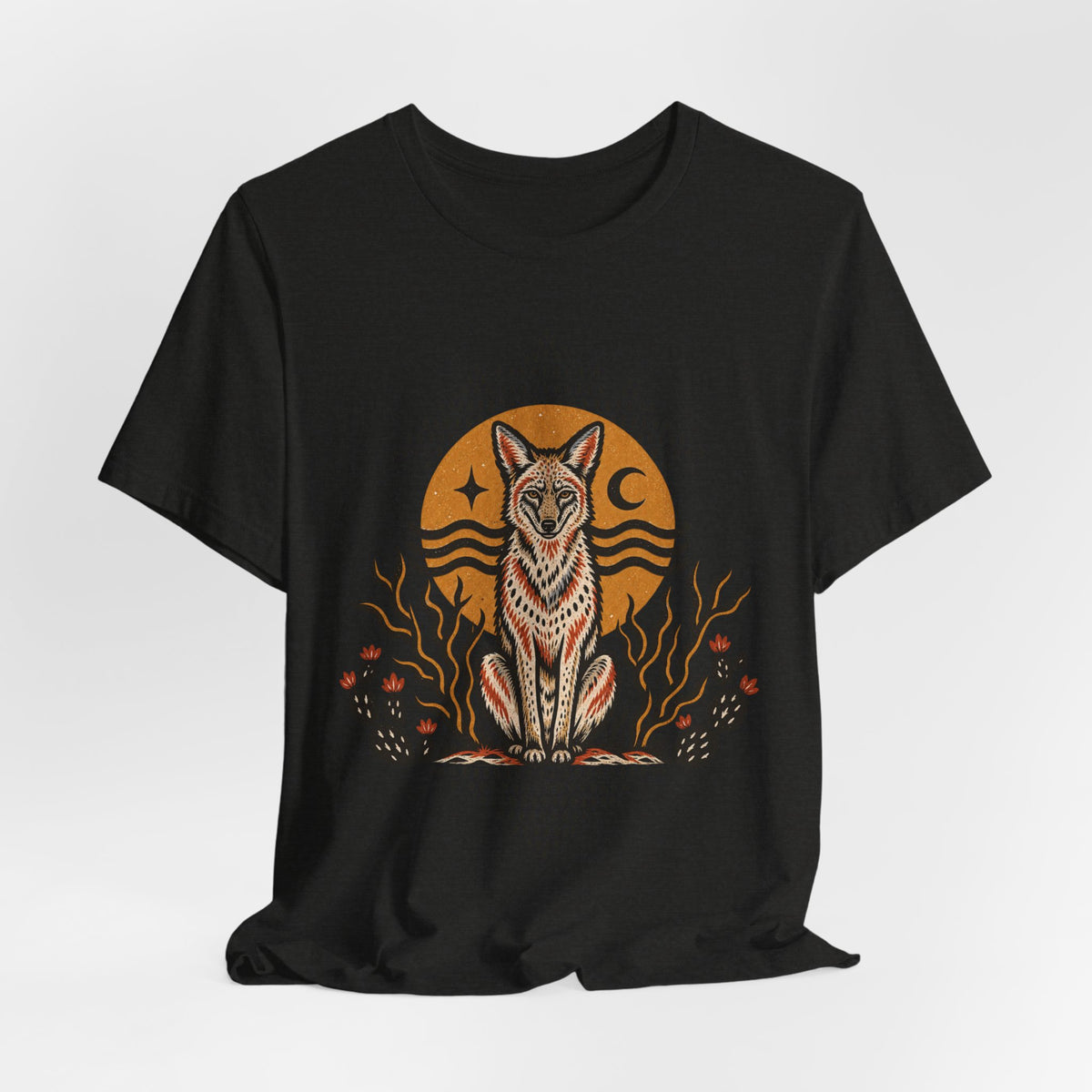 Desert Coyote Southwest T-Shirt in Heather Maroon - Southwest desert coyote wildlife graphic tee, Barely Outdoorsy