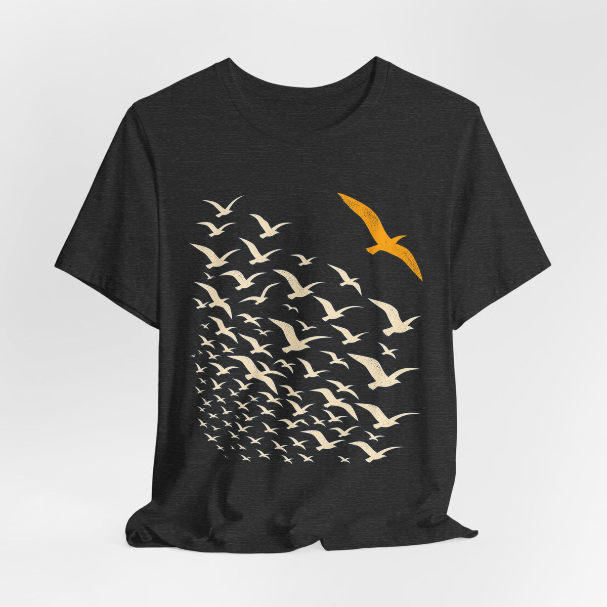 Break From the Flock Bird T-Shirt in Heather Stone - funny bird break from the flock introvert graphic tee, Barely Outdoorsy