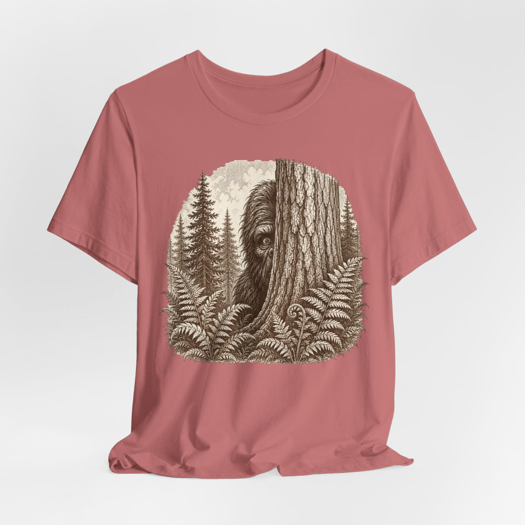 Hide and Seek Champion Tee in Ash - retro etching Sasquatch undefeated graphic shirt, Barely Outdoorsy Bella Canvas