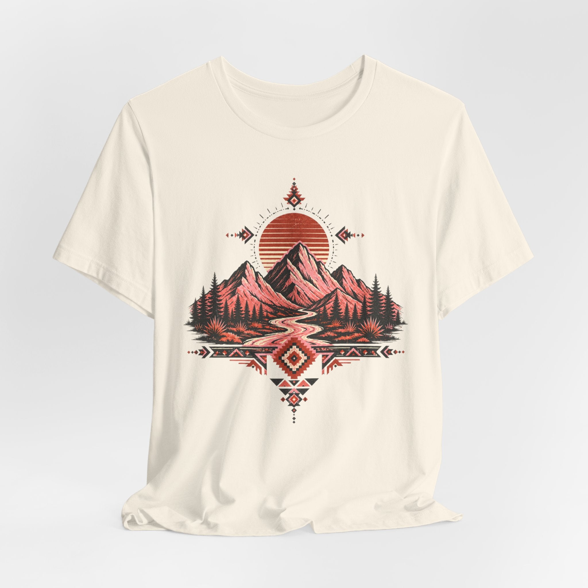 Southwest Mountain Sunset Tee in Pink - desert mountain sunset Southwest shirt, Barely Outdoorsy