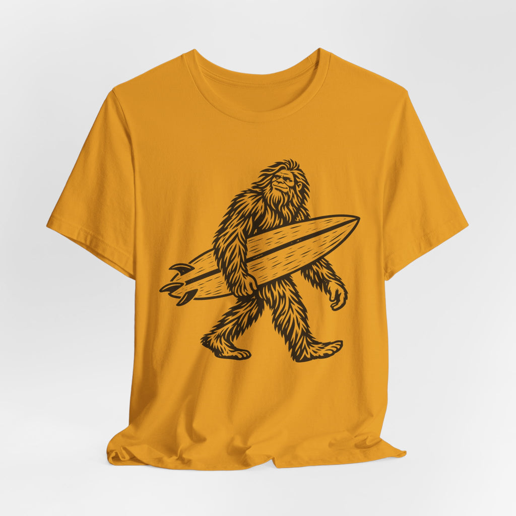Surfing Bigfoot T-Shirt in Vintage White - funny Sasquatch surfing graphic tee, Barely Outdoorsy