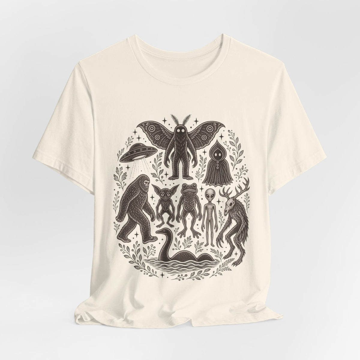 Legendary Cryptid Roster Tee in Heather True Royal - funny cryptid lineup humor shirt, Barely Outdoorsy