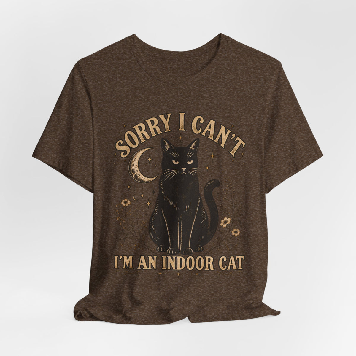 Sorry I Can't I'm an Indoor Cat T-Shirt in Heather Maroon - funny indoor cat introvert graphic tee, Barely Outdoorsy