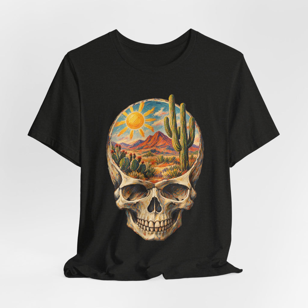 Desert State of Mind Skull T-Shirt in Heather Olive - dark Southwest desert skull state of mind graphic tee, Barely Outdoorsy