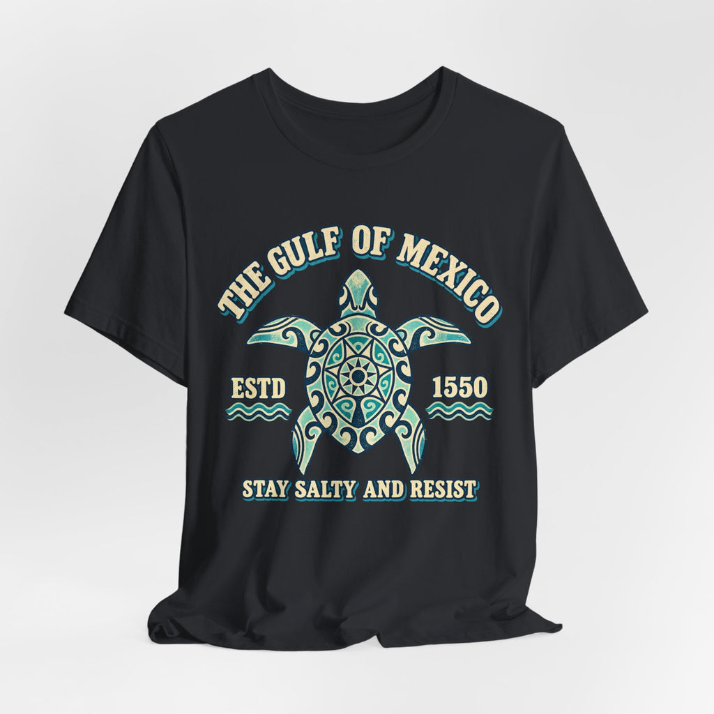 Gulf of Mexico Stay Salty and Resist Tee in Heather Deep Teal - Gulf of Mexico sea turtle resistance shirt, Barely Outdoorsy