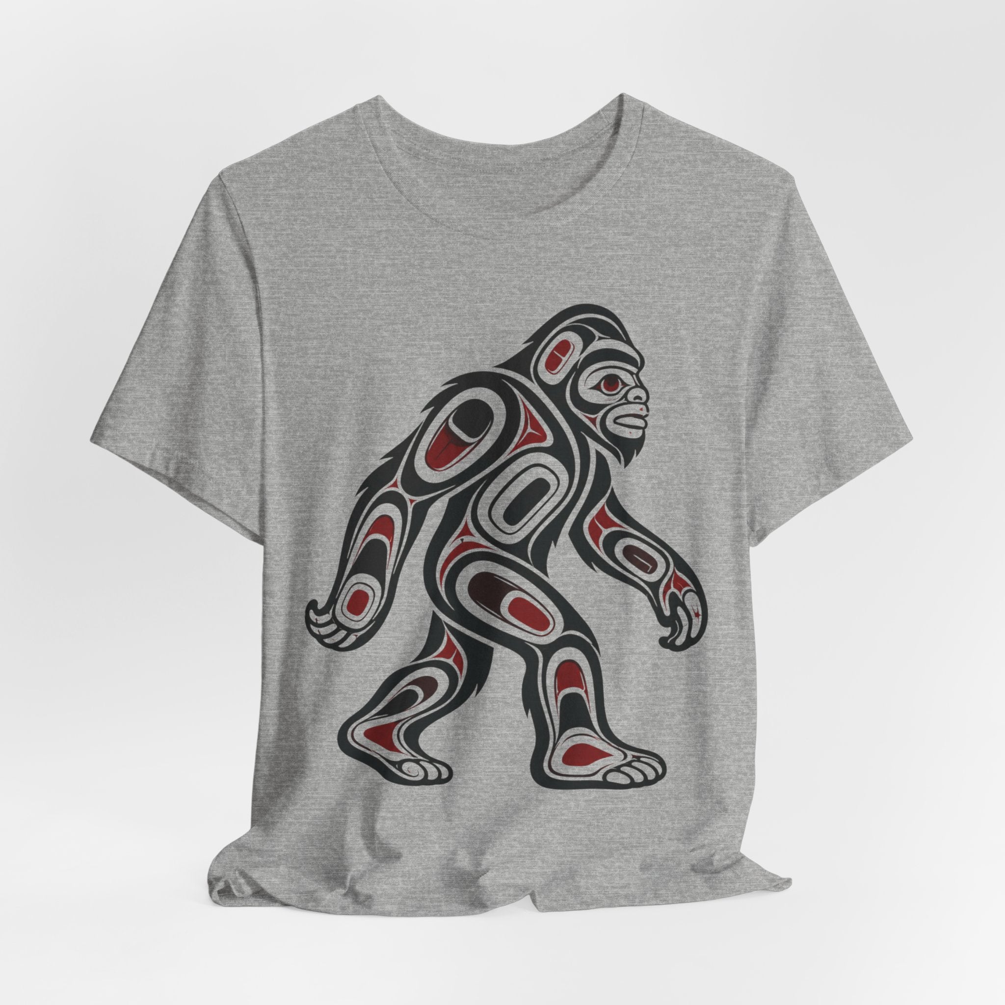 Northwest Tribal Bigfoot T-Shirt in Heather Prism Lilac - Pacific Northwest formline Bigfoot graphic tee, Barely Outdoorsy