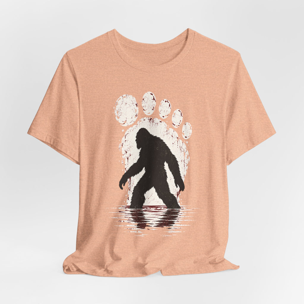 Bigfoot Paw Print Silhouette Tee in Heather True Royal - Bigfoot paw print silhouette shirt, Barely Outdoorsy