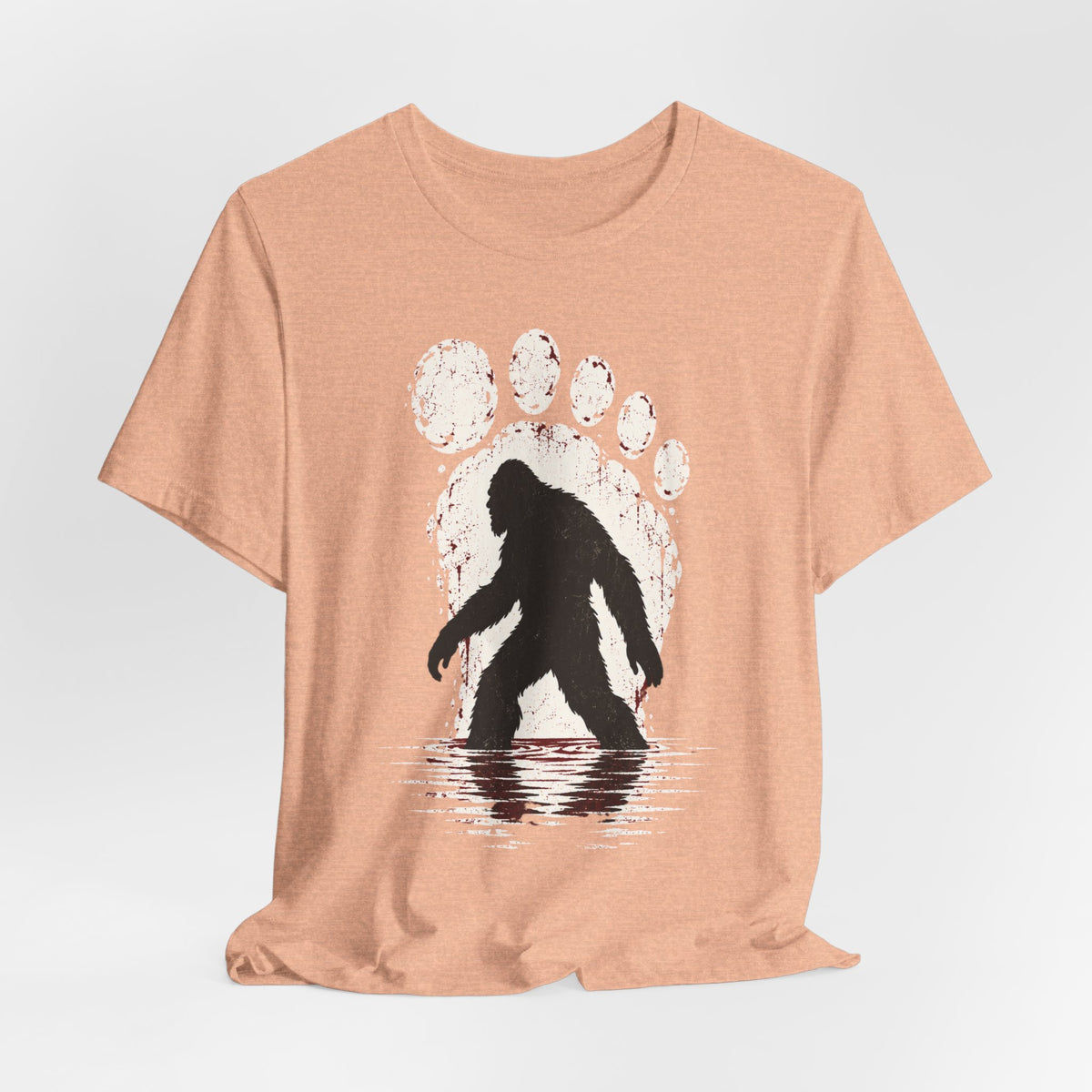Bigfoot Paw Print Silhouette Tee in Heather True Royal - Bigfoot paw print silhouette shirt, Barely Outdoorsy