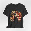 Santa Boop Reindeer Christmas T-Shirt in Heather Clay - funny Santa boop reindeer Christmas holiday graphic tee, Barely Outdoorsy