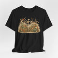 Dancing Skeleton Desert Wildflower T-Shirt in Heather Peach - boho skeleton wildflower desert graphic tee, Barely Outdoorsy Bella Canvas 3001