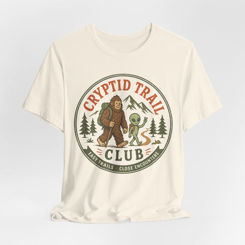 Cryptid Trail Club t-shirt Bigfoot alien hiking graphic tee BarelyOutdoorsy