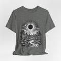 Desert Solar Eclipse T-Shirt in Heather Team Purple - Southwest desert solar eclipse celestial graphic tee, Barely Outdoorsy