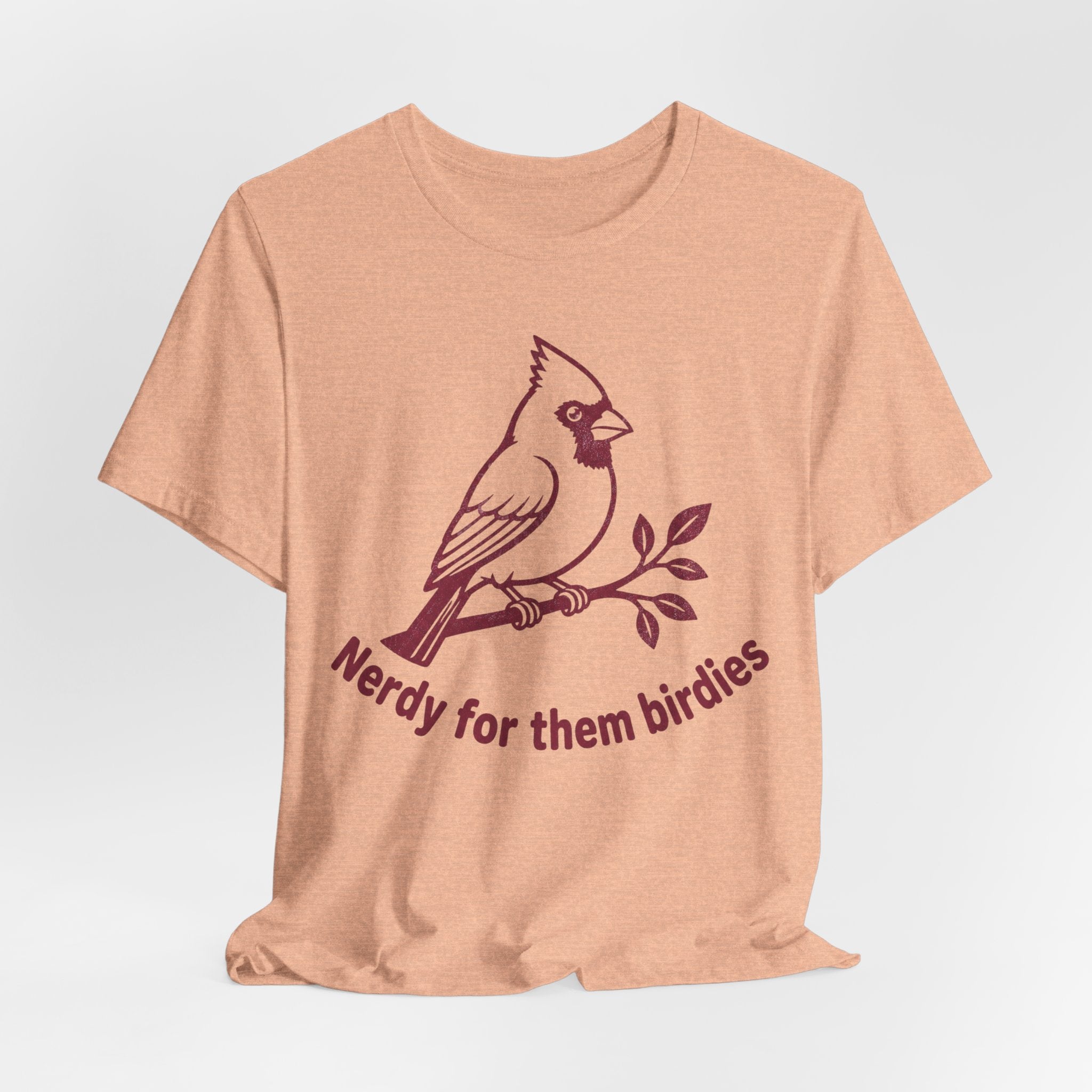 Nerdy For Them Birdies Tee in Heather Prism Lilac - cardinal birding humor shirt, Barely Outdoorsy Bella Canvas 3001