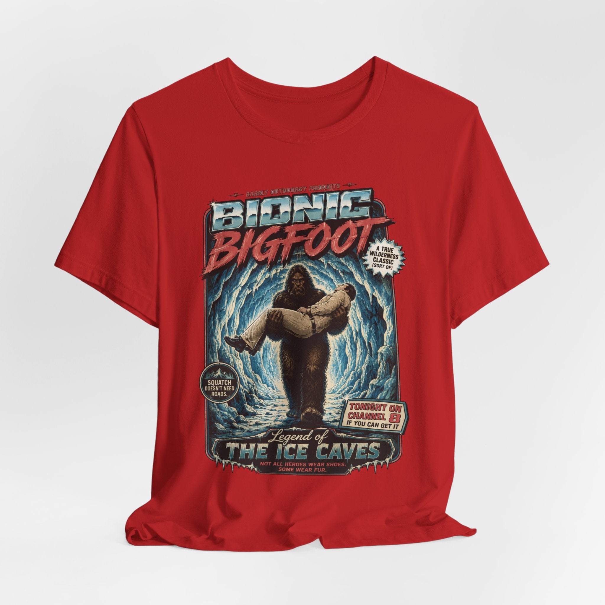 Bionic Bigfoot Legend of the Ice Caves Retro T-Shirt