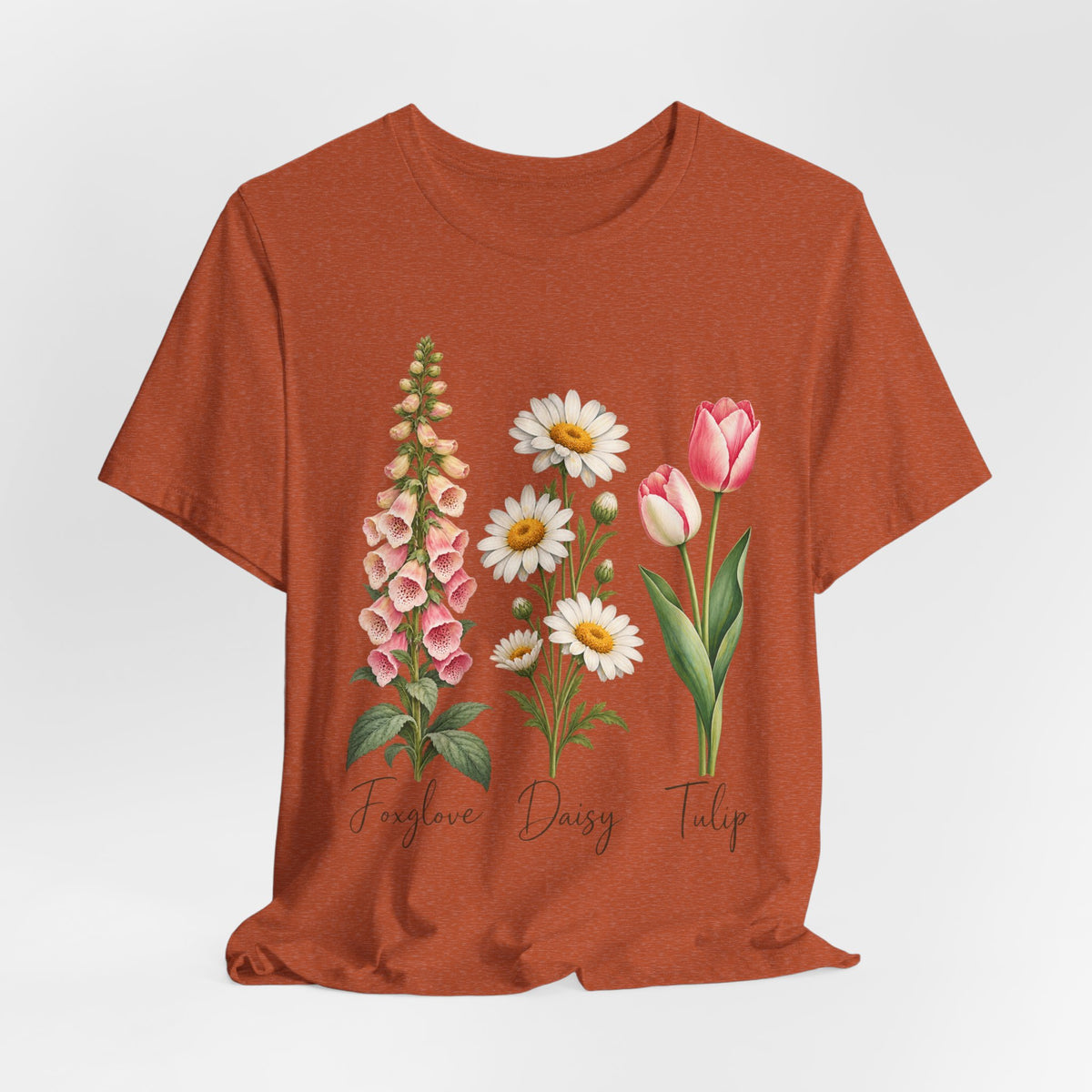 FDT Foxglove Daisy Tulip T-Shirt in Heather Purple - funny botanical wildflower FDT foxglove daisy tulip graphic tee, Barely Outdoorsy