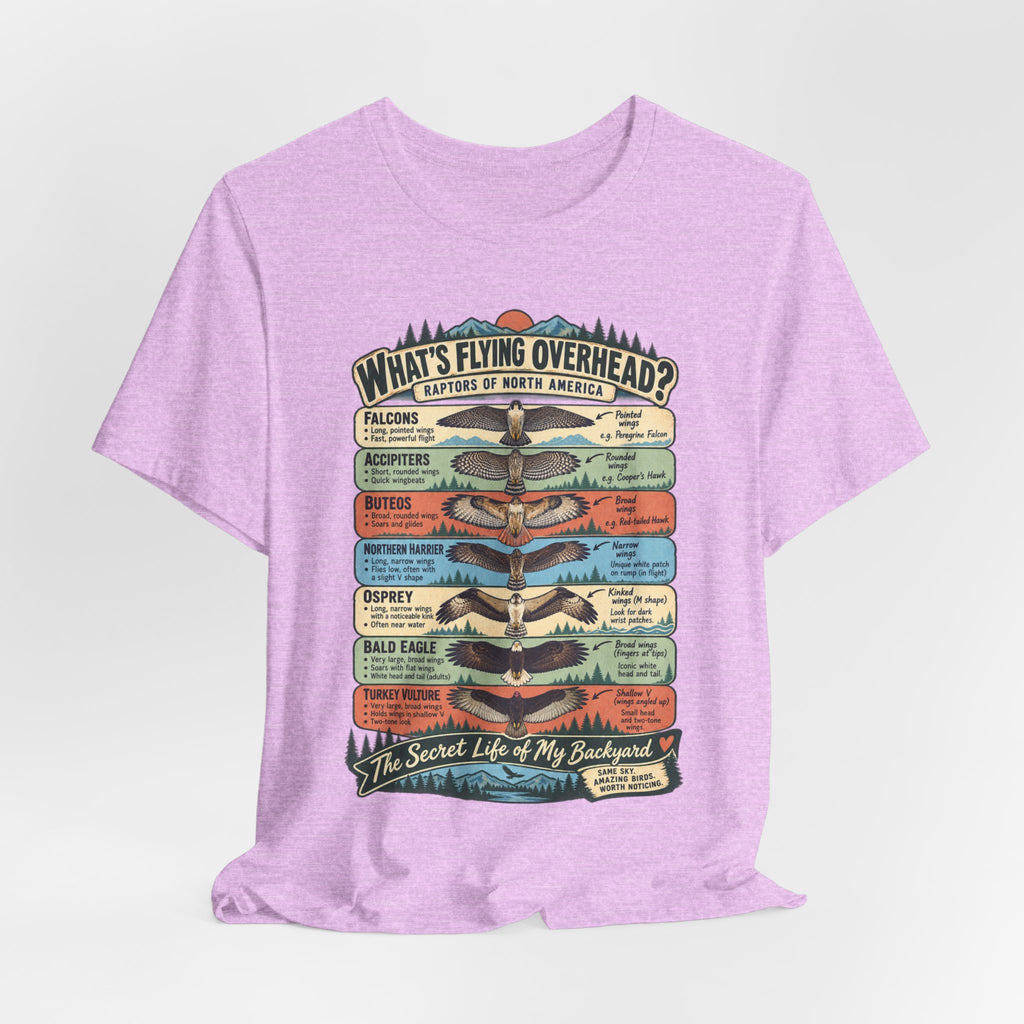 Raptors of North America Identification T-Shirt in Heather Prism Lilac - vintage birding raptor graphic tee, Barely Outdoorsy
