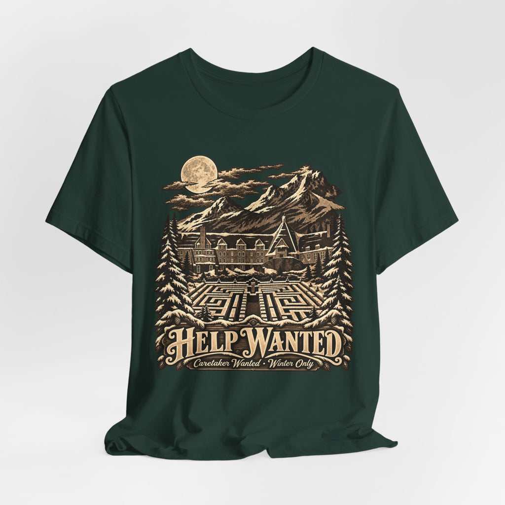 Help Wanted Winter Caretaker Tee in Mustard - funny winter caretaker parody shirt, Barely Outdoorsy Bella Canvas