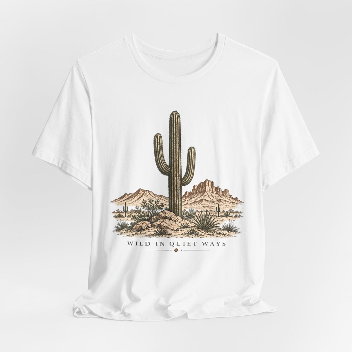 Wild in Quiet Ways Saguaro Tee in Pink - saguaro desert quiet wild shirt, Barely Outdoorsy