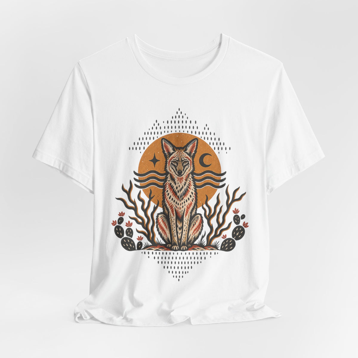 Desert Coyote Southwest T-Shirt in Heather Green - Southwest desert coyote wildlife graphic tee, Barely Outdoorsy