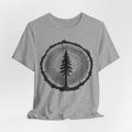 Tree Rings Pine Silhouette T-Shirt in Athletic Heather - pine tree rings silhouette nature graphic tee, Barely Outdoorsy Bella Canvas 3001