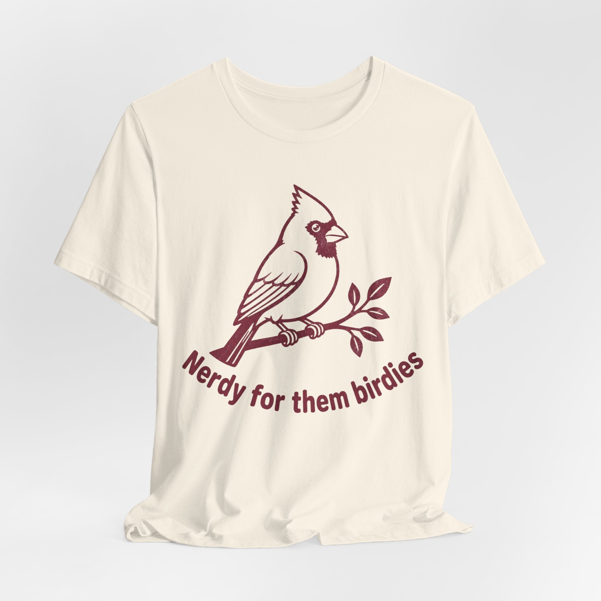 Nerdy For Them Birdies T-Shirt in Heather Prism Ice Blue - funny birder cardinal graphic tee, Barely Outdoorsy Bella Canvas