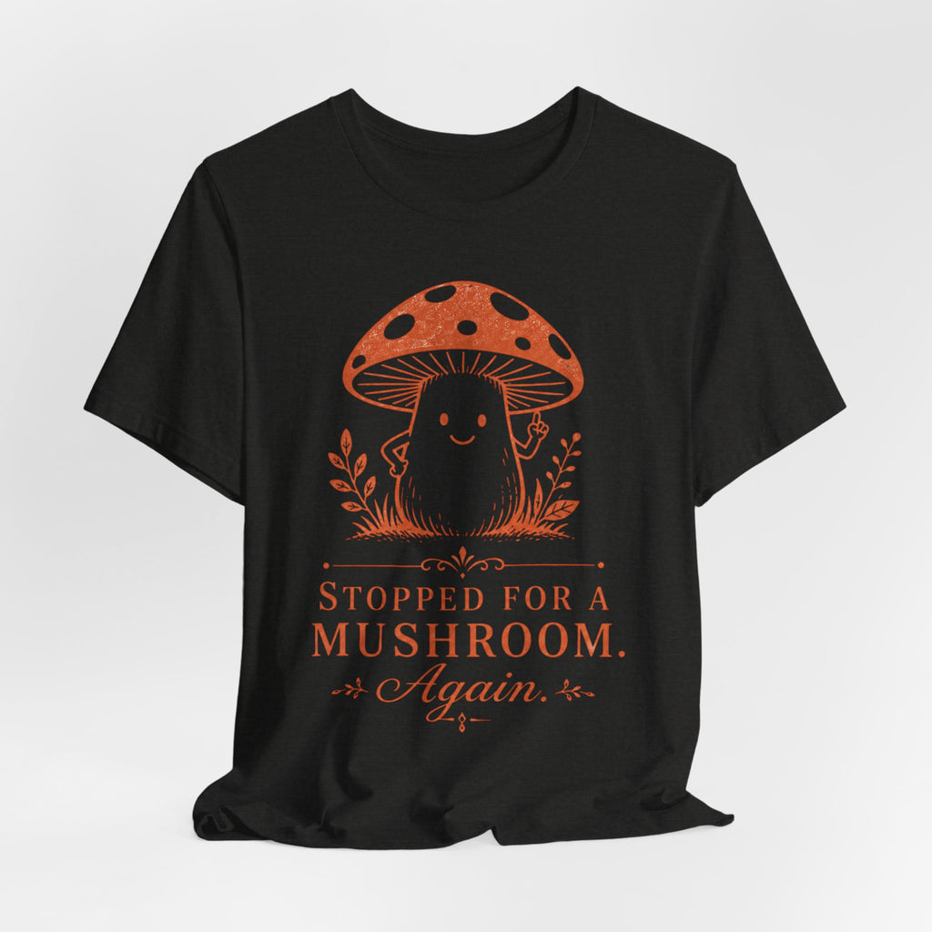 Stopped for a Mushroom Again Tee in Heather Peach - vintage mushroom trail foraging graphic tee, Barely Outdoorsy