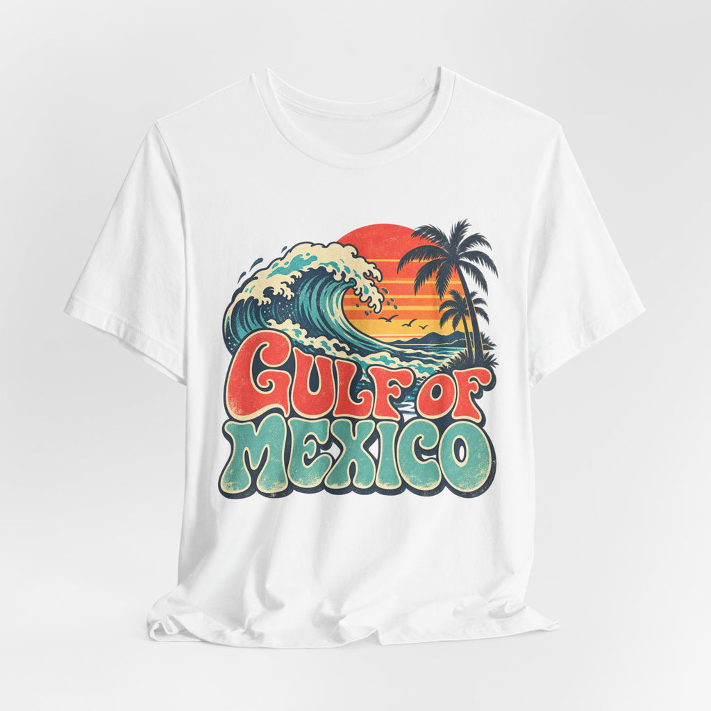 Gulf of Mexico Retro Beach Tee in Heather Green - retro Gulf of Mexico beach shirt, Barely Outdoorsy
