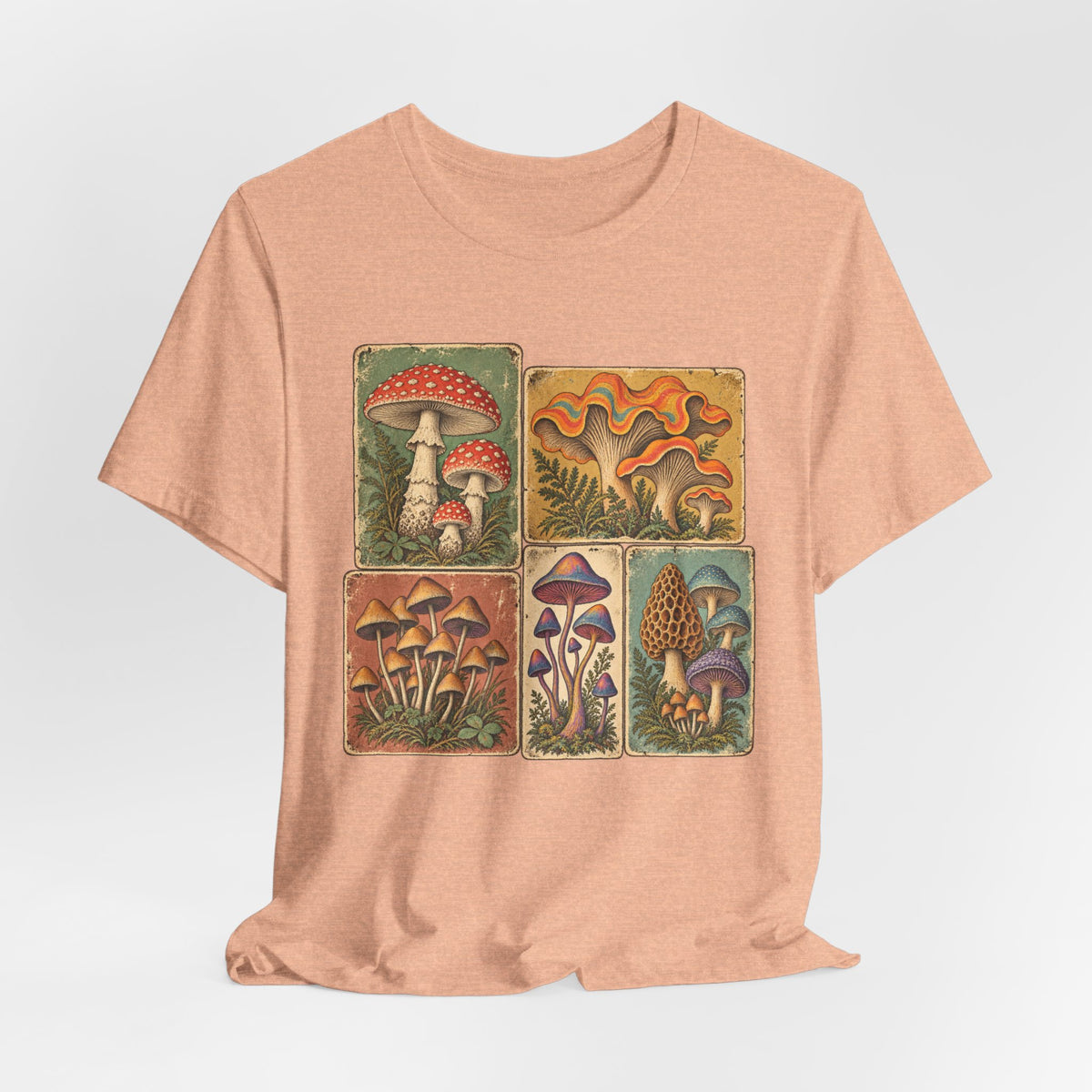 Favorite Mushroom Cards T-Shirt in Black Heather - goblincore psychedelic mushroom card deck fungi graphic tee, Barely Outdoorsy