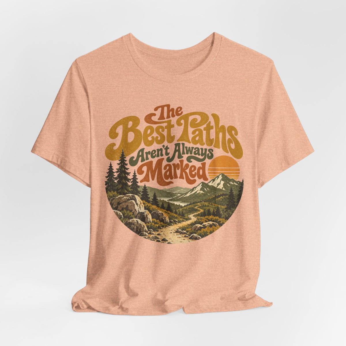 The Best Paths Aren't Always Marked Tee in Dark Grey Heather - retro hiking path adventure shirt, Barely Outdoorsy