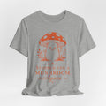 Stopped for a Mushroom Again Tee in Athletic Heather - vintage amanita foraging humor graphic tee, Barely Outdoorsy Bella Canvas 3001