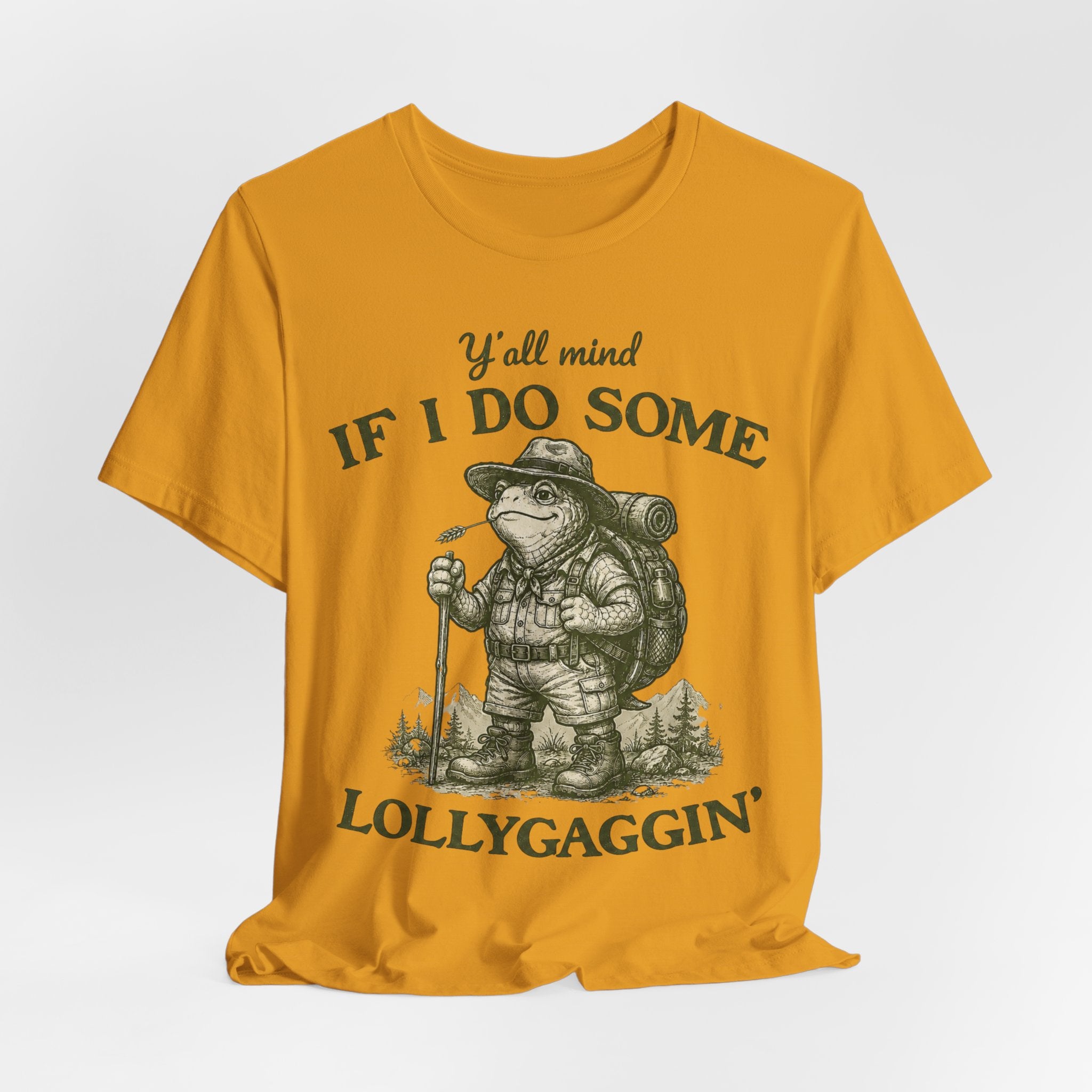 Lollygaggin' Tortoise Funny Hiking T-Shirt in Mauve - funny slow hiker tortoise graphic tee, Barely Outdoorsy